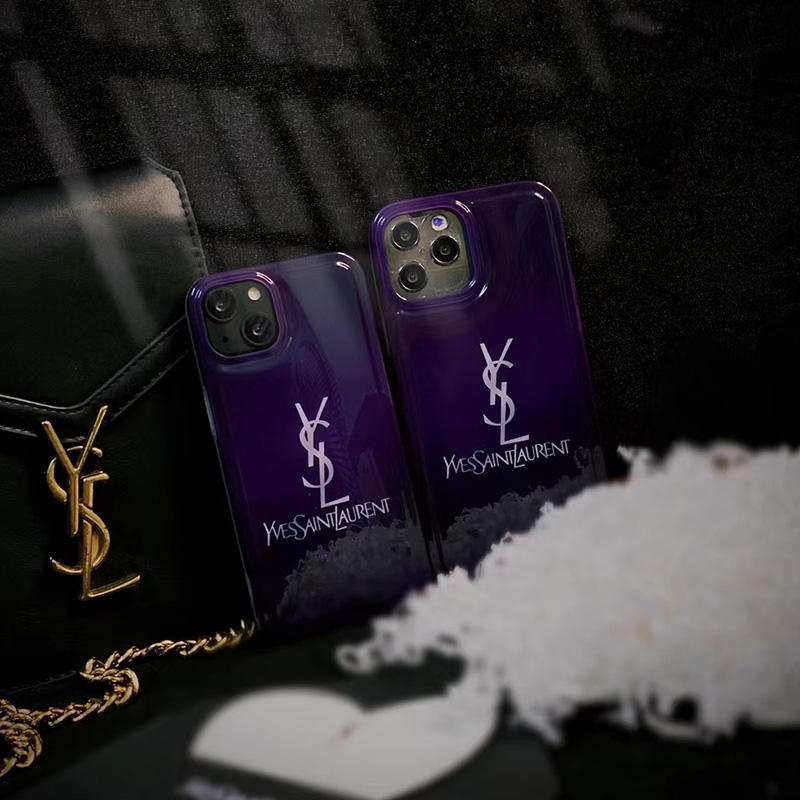 ysl iphone15/15pro/14proパープルに合うケース ブランド サンローラン iphone14plus/13/12 ケース 紫 ソフトケース 男女兼用