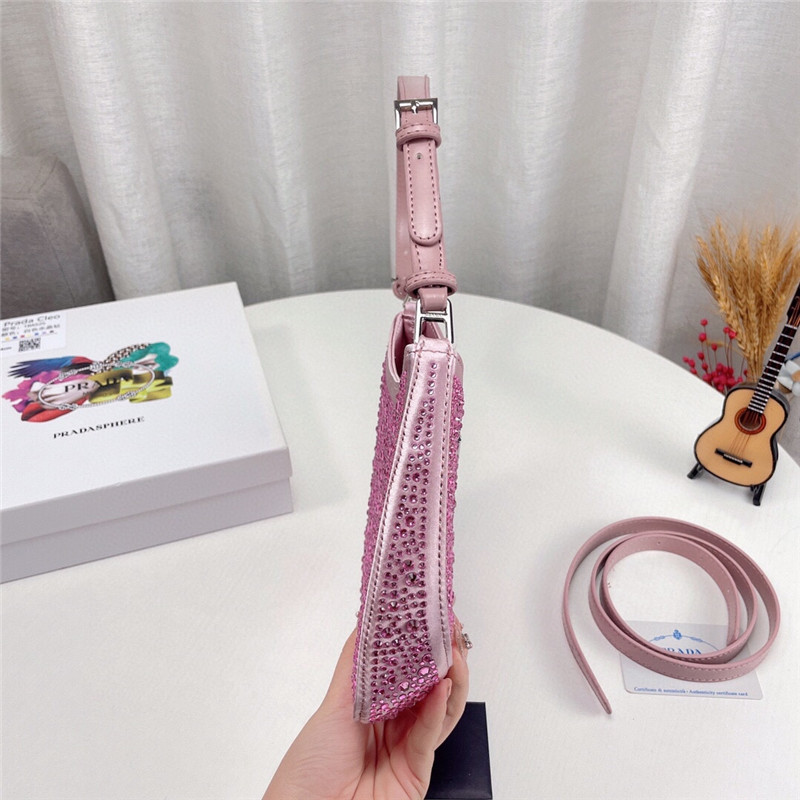 プラダ クレオ クリスタル サテン バッグ PRADA キラキラ バッグ パーティー 宴会 ショルダーバッグ ブランドコピー カバン おしゃれ 女性