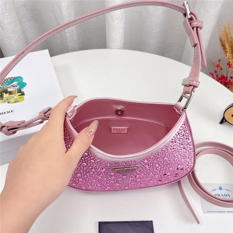 プラダ クレオ クリスタル サテン バッグ PRADA キラキラ バッグ パーティー 宴会 ショルダーバッグ ブランドコピー カバン おしゃれ 女性