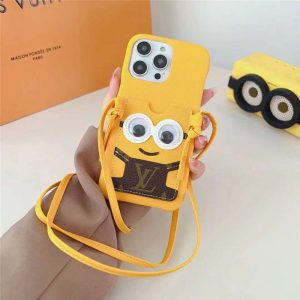 ルイヴィトン ミニオンズ iphone16/15pro ケース キャラクター iphone14/14pro ショルダー ケース ヴィトン 新作 iphone13/12/11ケース カード収納 可愛い