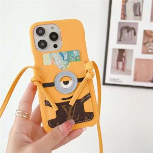 ルイヴィトン ミニオンズ iphone16/15pro ケース キャラクター iphone14/14pro ショルダー ケース ヴィトン 新作 iphone13/12/11ケース カード収納 可愛い