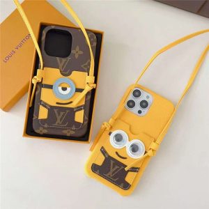 ルイヴィトン ミニオンズ iphone16/15pro ケース キャラクター iphone14/14pro ショルダー ケース ヴィトン 新作 iphone13/12/11ケース カード収納 可愛い