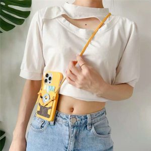 ルイヴィトン ミニオンズ iphone16/15pro ケース キャラクター iphone14/14pro ショルダー ケース ヴィトン 新作 iphone13/12/11ケース カード収納 可愛い