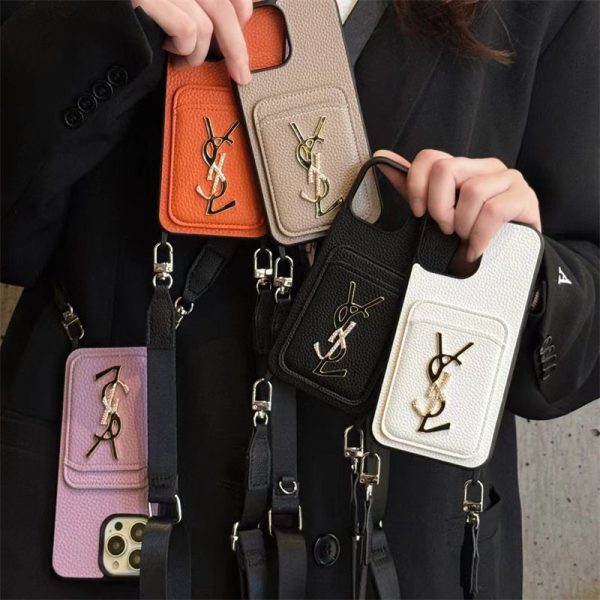 サンローラン スマホショルダー ysl iphone15 ケース iphone ケース ショルダー おしゃれ 携帯 カバー カード 入れ 背面ポケット iphoneケース ブランド コピー