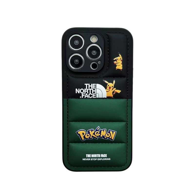 ノースフェイス iphone16/15/15pro ケース かわいい iphoneケース ポケモン ピカチュウ スマホケース キャラクター iphoneケースおしゃれ 韓国 iphone14/13/12 ケース カップル ペア