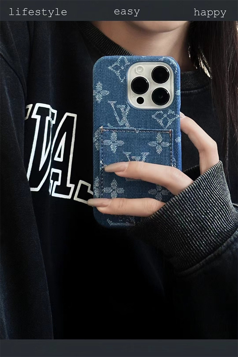iphone16/15 ケース ルイヴィトン デニム iphone ケース ハイ ブランド iphone15pro/14pro ケース カード収納 iphone12 ケース かっこいい vuitton 携帯ケース 芸能人