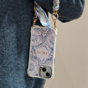 大人気【DIOR】DIOR CARO IPHONE 14 PROチェーン付きケース
