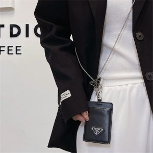 Alternative view of id カード ホルダー ハイ ブランド プラダ パス ケース カード ケース 首 掛け おしゃれ idカードケース 革 ネームカード 首 から かける prada