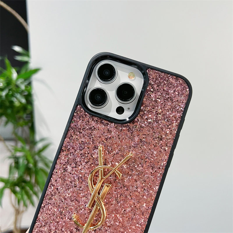 サンローラン スマホケース キラキラ ysl iphone17/16proケース スマホショルダー かわいい iphone15/15plus ケース ブランド レディース iphone14/13ケース 肩掛け チェーン 付き