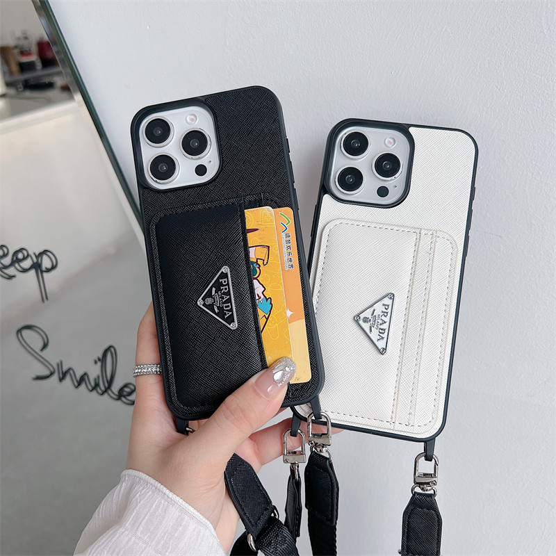 プラダ iphone17 ケース ショルダー prada アイ フォン16pro ケース スマホ ショルダー ブランド メンズ iphone15/14/13ケース 背面 収納 iphoneケース ペア カップル おすすめ