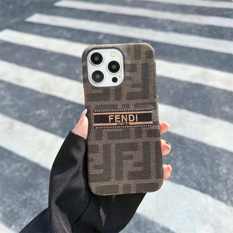 FENDI iPhone XS用　ケース □美品□ FENDI フェンディ ズッカ柄 レザー iPhoneX&frasl;XS 対応