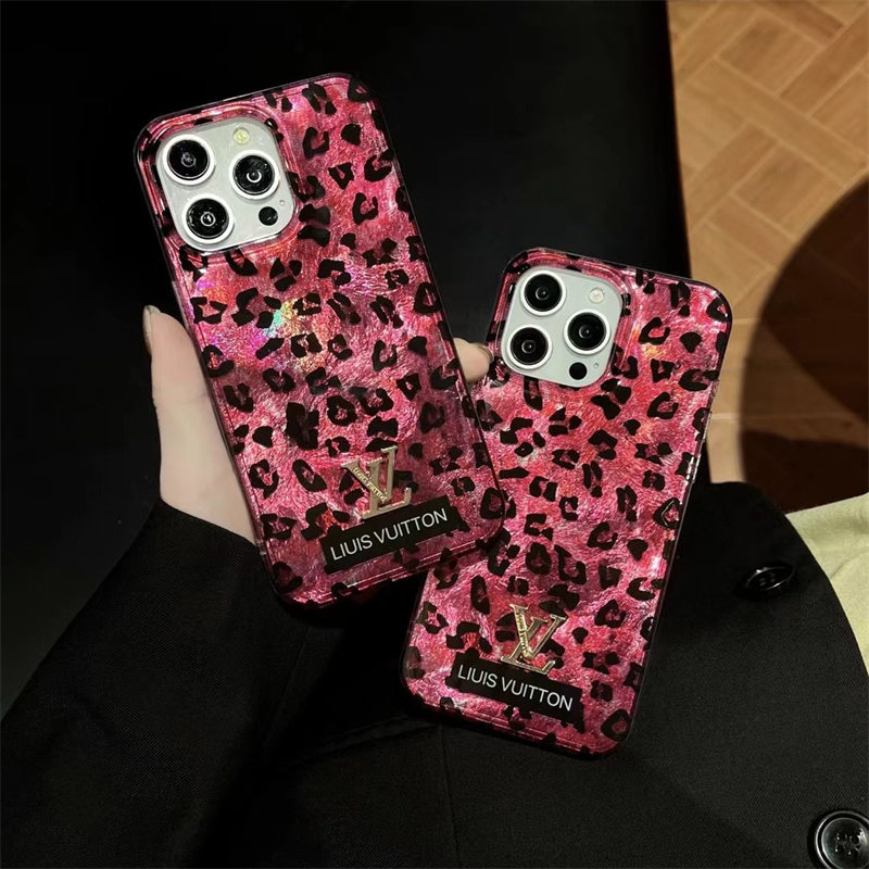Louis Vuitton ヒョウ柄 レオパード ケース ピンク iphone16/16promax ケース ヒョウ 柄 iphone ケース ルイ