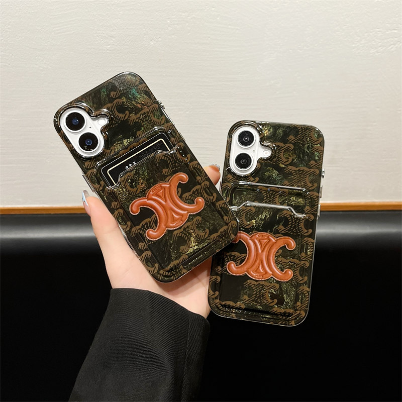 iphone16 ケース セリーヌ celine アイフォン16プロケース iphone15/14proケース カード収納 iphone13ケース ブランド レディース スマホケース ハイ ブランド パロディ