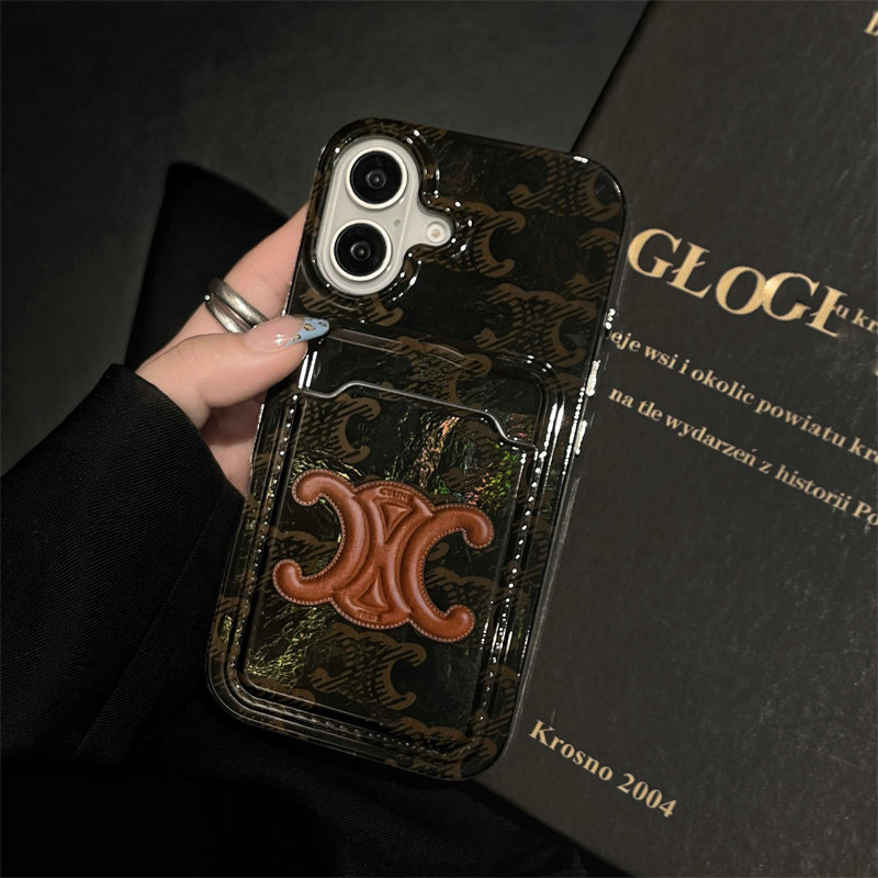 iphone16 ケース セリーヌ celine アイフォン16プロケース iphone15/14proケース カード収納 iphone13ケース ブランド レディース スマホケース ハイ ブランド パロディ