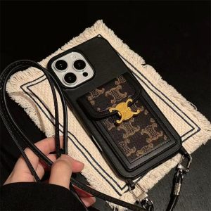 セリーヌ スマホ ショルダー celine iphone17/17pro ケース 肩掛け iphone16pro ショルダー ケース ハイ ブランド iphone15/14/13 ケース 人気 ブランド スマホケース カード ケース 付き