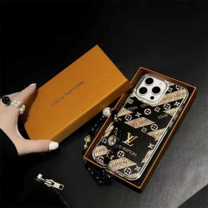 ルイヴィトン iphone17pro/17 ケース dior ビーズチェーン付き ヴィトン風 iphone16/15 ケース 韓国 ブランド iphone14pro ケース 頑丈 かわいい 携帯 ケース おしゃれ