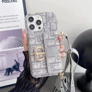 【DIOR】ディオール オブリーク デニム スマホケース チェーン付 4色展開【LADY DIOR】チェーンストラップ フォンホルダー ポーチ
