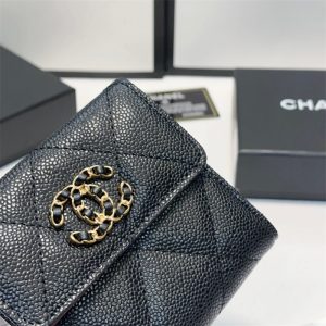 シャネル 財布 コピー CHANEL シャネル 19 ディズヌフ 三つ折り コンパクトウォレットレディース ハイ ブランド スーパーコピー ウォレット 黒 財布 メンズ 三 つ折り