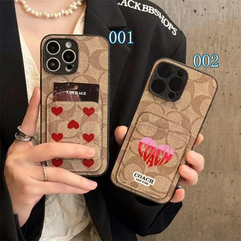 コーチ iphone17ケース coach iphone16e ケース スマホケース ブランド お 揃い カップル iphone15/14 ケース ハート柄 iphone ケース カード 収納 ハイ ブランド 人気 男女