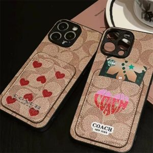 コーチ iphone17ケース coach iphone16e ケース スマホケース ブランド お 揃い カップル iphone15/14 ケース ハート柄 iphone ケース カード 収納 ハイ ブランド 人気 男女
