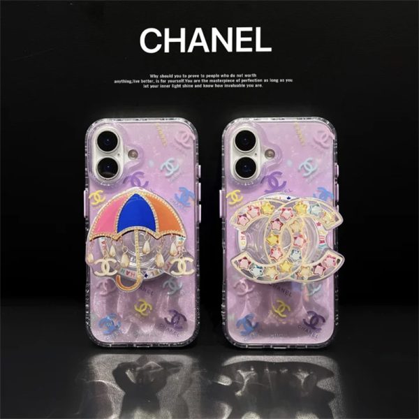 iphone16/16proケース chanelパロディ グリップ 付き iphone16プロマックス ケース スマホケース 可愛い ブランド magsafe ケース かわいい iphone ケース ラメ グリッター