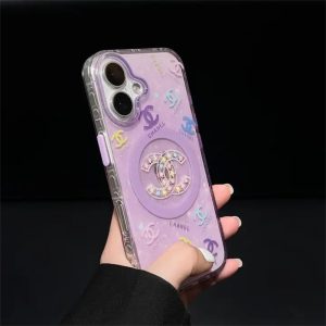 iphone17/17proケース chanelパロディ グリップ 付き iphone16プロマックス ケース スマホケース 可愛い ブランド magsafe ケース かわいい iphone ケース ラメ グリッター