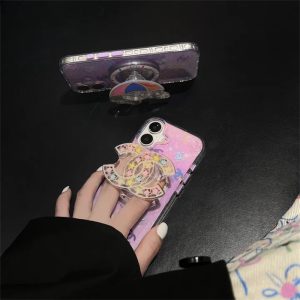 iphone17/17proケース chanelパロディ グリップ 付き iphone16プロマックス ケース スマホケース 可愛い ブランド magsafe ケース かわいい iphone ケース ラメ グリッター