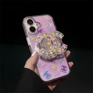 iphone17/17proケース chanelパロディ グリップ 付き iphone16プロマックス ケース スマホケース 可愛い ブランド magsafe ケース かわいい iphone ケース ラメ グリッター