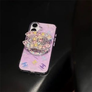 iphone17/17proケース chanelパロディ グリップ 付き iphone16プロマックス ケース スマホケース 可愛い ブランド magsafe ケース かわいい iphone ケース ラメ グリッター