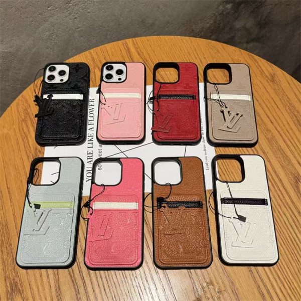 ルイ ヴィトン スマホケース iphone17pro カード 入れ 付き iphone ケース 型押し iphone17 ケース ハイ ブランド iphone ケース 背面 収納 iphone16pro/15/14 ケース 人気 ブランド 女性 50 代