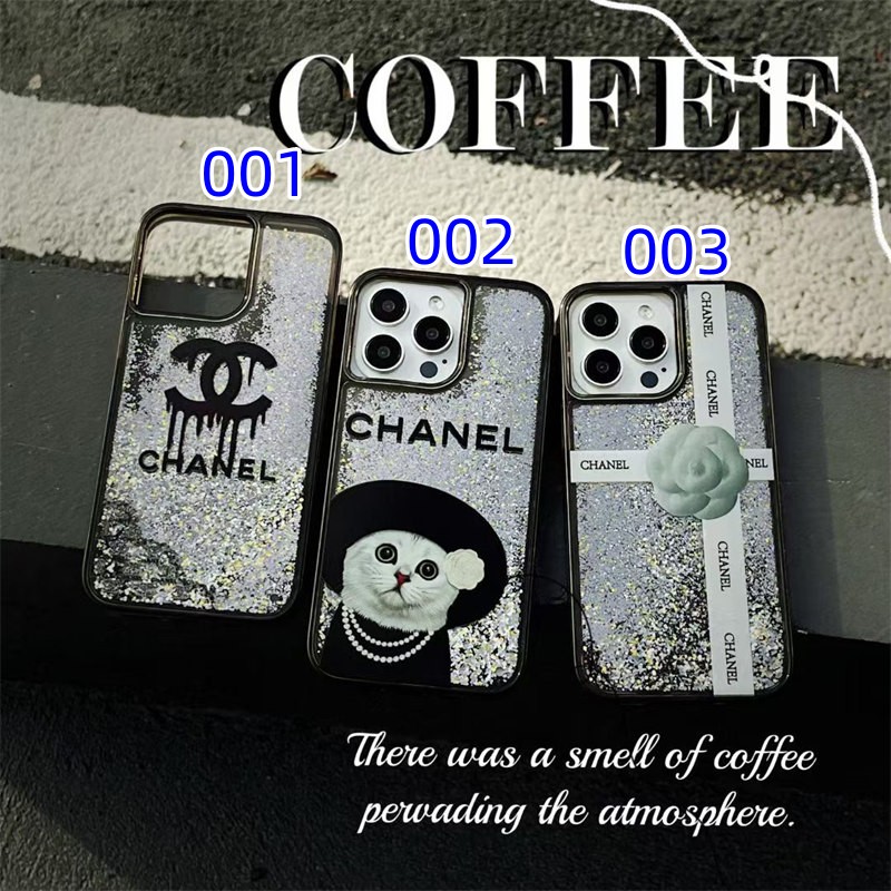 chanel スマホケース コピー シャネル iphoneケース 17pro iphone16/16pro ケース ラメ グリッター iphone15/14ケース 人気 女子 iphoneケース キラキラ 透明