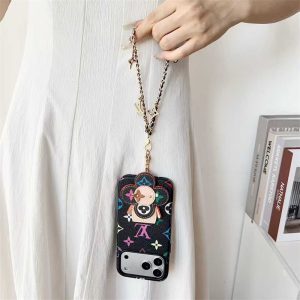 ルイ ヴィトン ヴィヴィエンヌ iphone17/17pro ケース vuitton iphoneケース ストラップ 付き iphone16/16pro ケース 人気 ブランド 女子 iphone15/14 ケース チャーム 付き