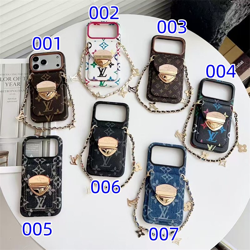 iphone17 ケース ハイ ブランド ルイ ヴィトン スマホケース iphone17pro/16 iphoneケース 背面収納 ブランド ヴィトン デニム iphone15/14promax ケース チェーン付き