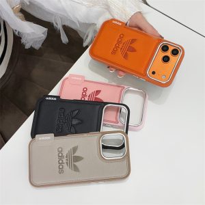 Adidas iphone ケース 17/17pro アディダス スマホケース iPhoneケース お揃い カップル iphoneケース 人気ブランド オレンジ iPhone16/16pro ケース オレンジ おしゃれ