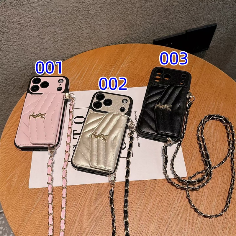 サン ローラン スマホ ショルダー ysl iphone17/17pro ケース iphoneケース 斜めがけ ブランド iphoneケース 背面収納 おしゃれ iphone16/15pro max ケース 人気 ブランド
