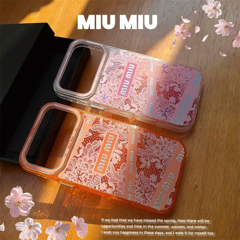 miumiu スマホケース iphone17/17pro ミュウ ミュウ アイ フォン16/16promax ケース レディース iphoneケース ハイブランド iphoneケース お揃い iphoneケース ブランド かわいい