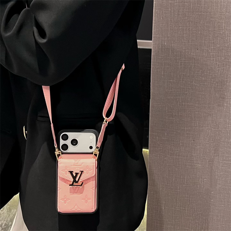 iphone17/17pro ケース ハイ ブランド レディース ルイヴィトン スマホショルダー ヴィトン 型 押し iphone16/16pro max ケース ショルダー iphone15/14pro ケース カード ケース 付き 