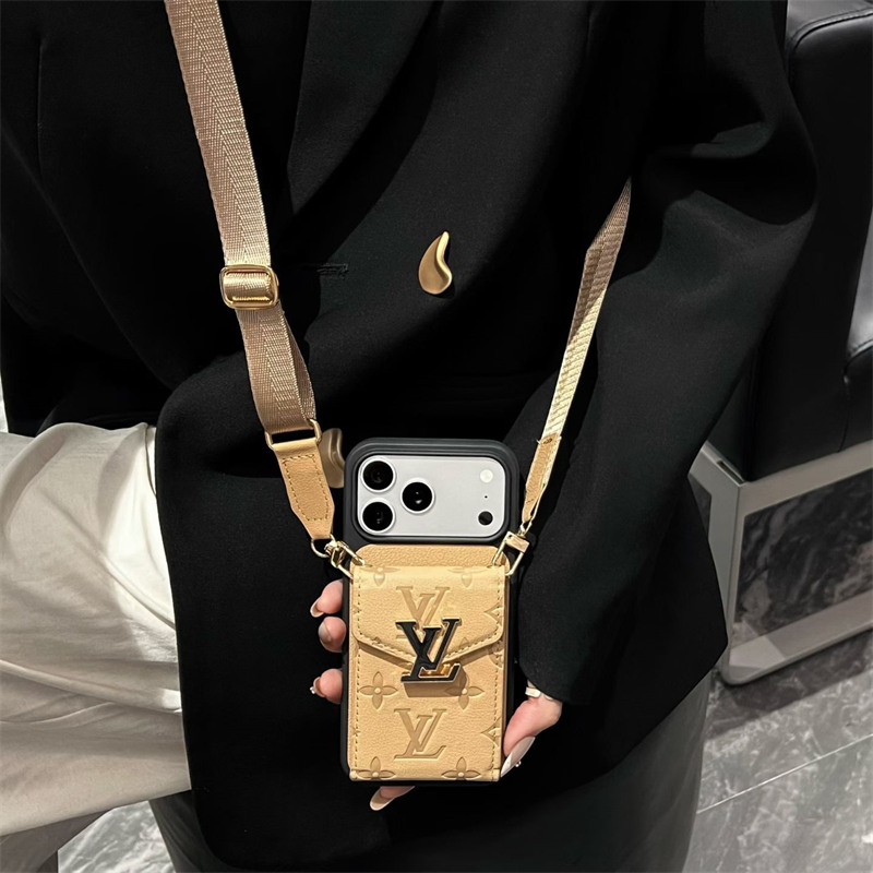 iphone17/17pro ケース ハイ ブランド レディース ルイヴィトン スマホショルダー ヴィトン 型 押し iphone16/16pro max ケース ショルダー iphone15/14pro ケース カード ケース 付き 