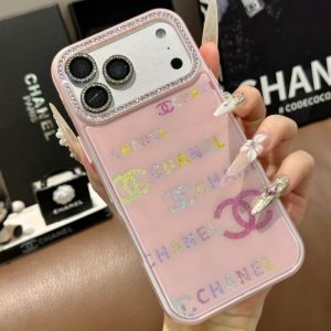 Alternative view of シャネル iphone17/17pro ケース ガラス iphoneケース 人気ブランド 女子 スマホケース chanel iphone16/16promax ケース キラキラ ストーン アイフォン15/15プロケースブランド