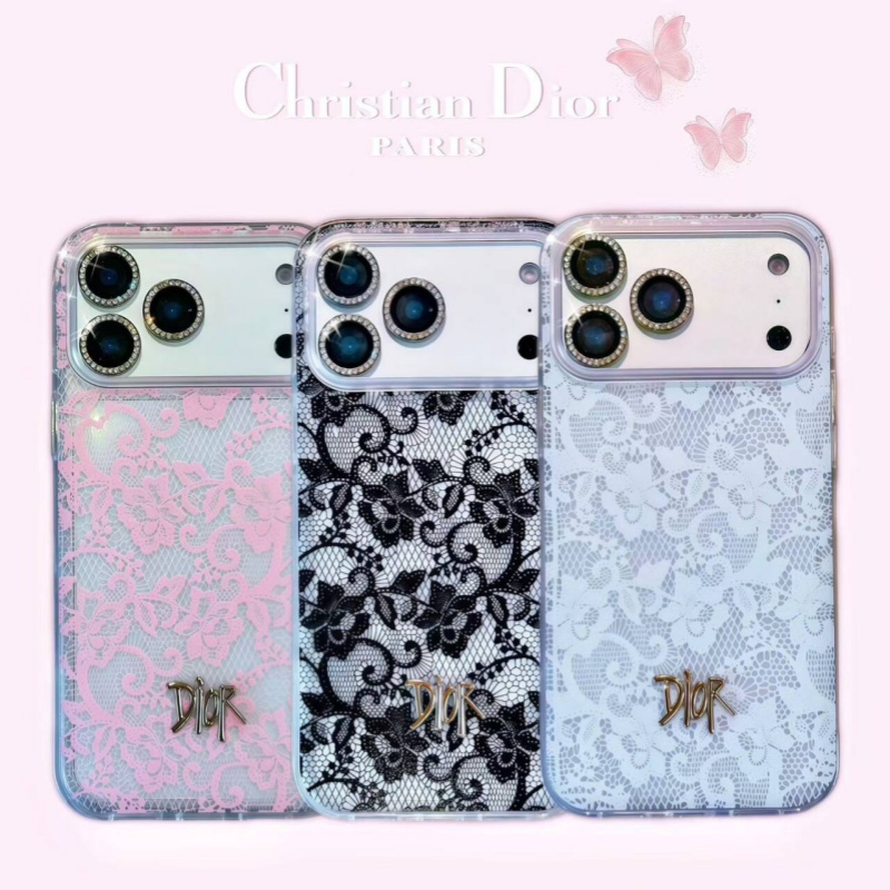 dior iphone ケース レース ディオール アイフォンケース 18プロ iphone17/17pro ケース ブランド レディース ハイブランド iphone16/15proケース カメラ保護リング 付き