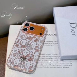 dior iphone ケース レース ディオール アイフォンケース 18プロ iphone17/17pro ケース ブランド レディース ハイブランド iphone16/15proケース カメラ保護リング 付き - 画像 (4)