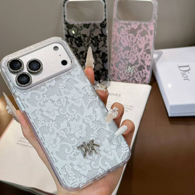 dior iphone ケース レース ディオール アイフォンケース 18プロ iphone17/17pro ケース ブランド レディース ハイブランド iphone16/15proケース カメラ保護リング 付き