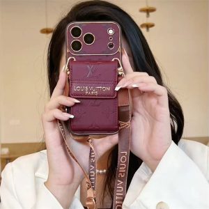 ヴィトン IPhone18pro バーガンディ に 合う ケース ショルダー ルイ ヴィトン iphone ケース 18pro max/17/17pro iphone16/16pro/15 ケース 背面 収納 ハイ ブランド ストラップ付き iPhoneケース ブランド - 画像 (6)